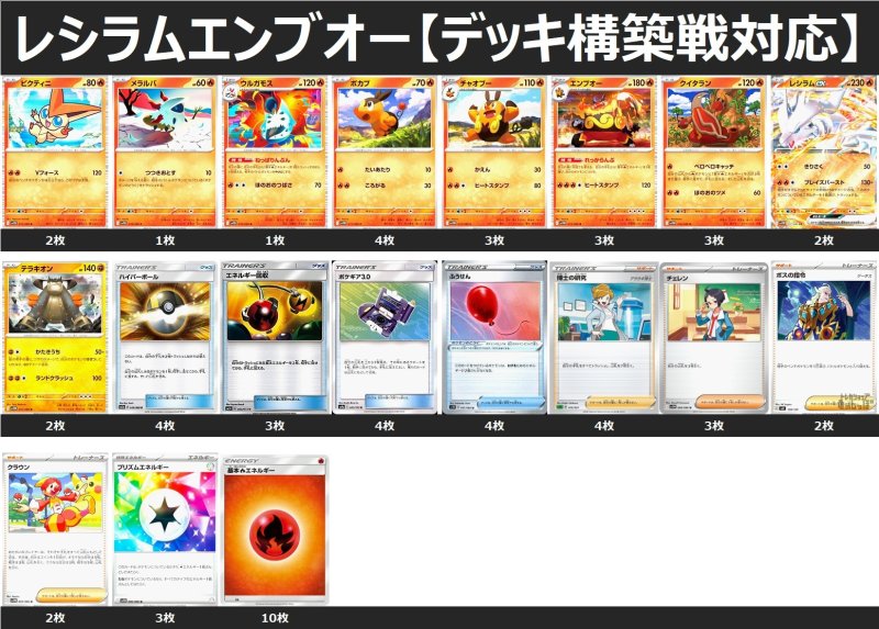 画像1: 【デッキ構築戦対応】レシラムエンブオー デッキ 2025/6/14 (1)